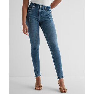 NEW Express High Waisted Medium Wash Seam FlexX Skinny Jeans Large (12/14/16)